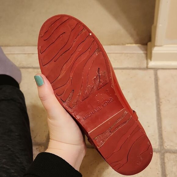 Michael Kors Women's Fulton Harness Red Tall Rubber Riding Boots Size 7 - Picture 9 of 14